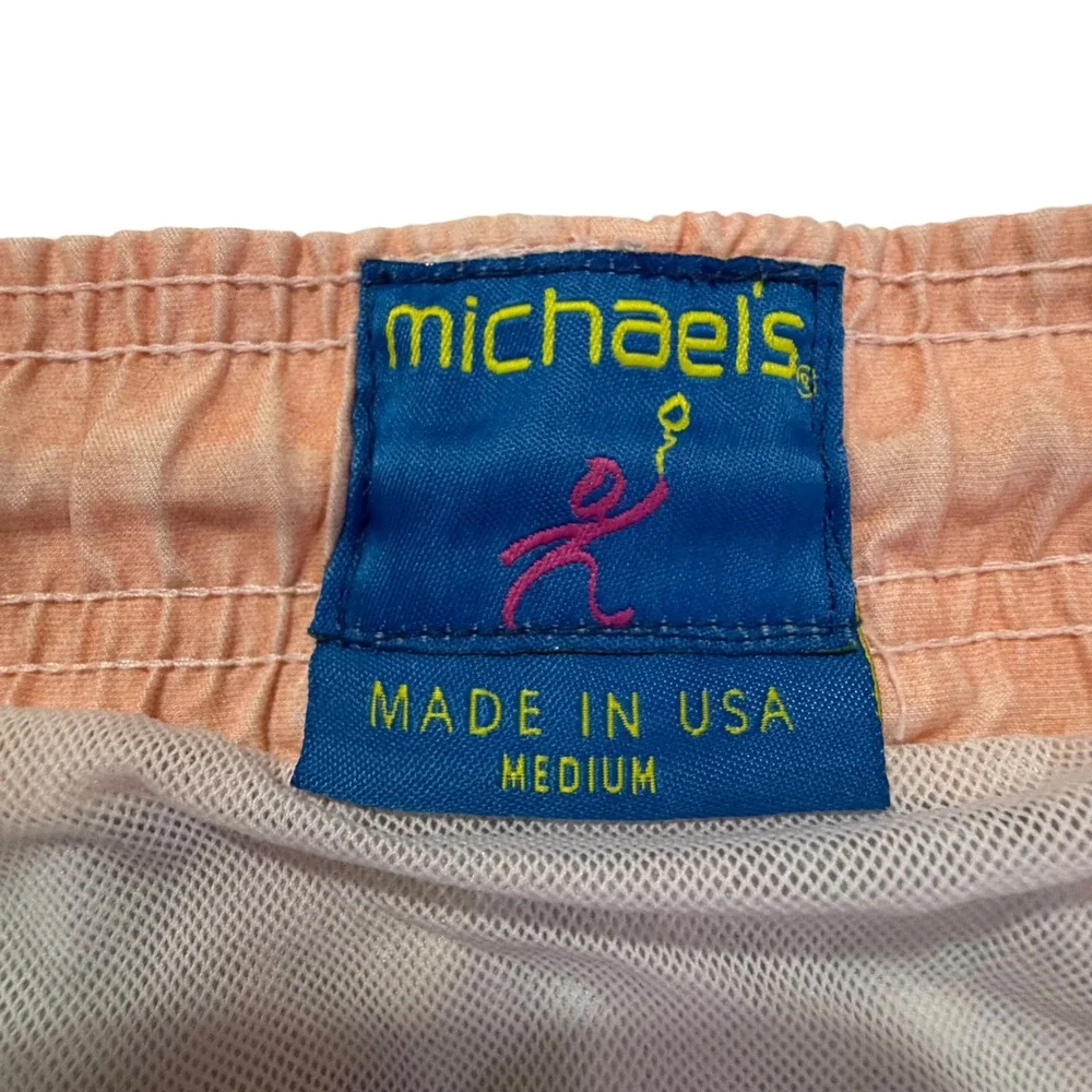 Michaels Mens Sailboat Print Swim Trunks Multicolor Mesh Lined Size Medium USA